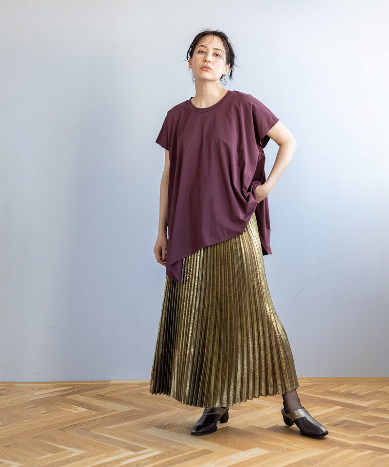  「フォイルコーティングプリーツスカート」|スカート|