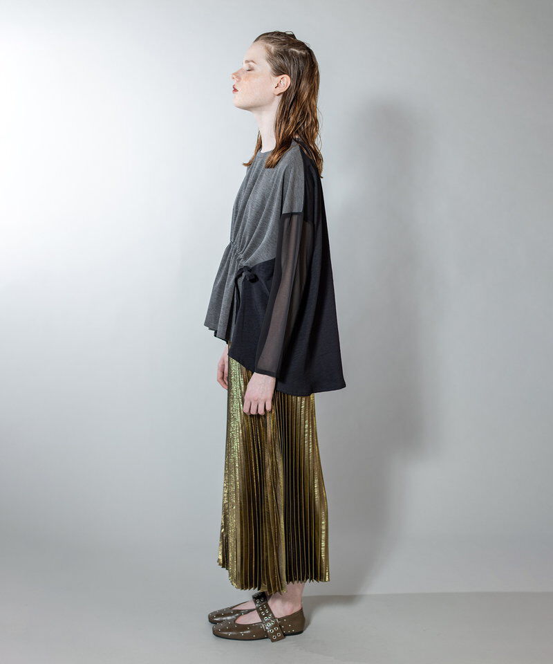  「フォイルコーティングプリーツスカート」|スカート|