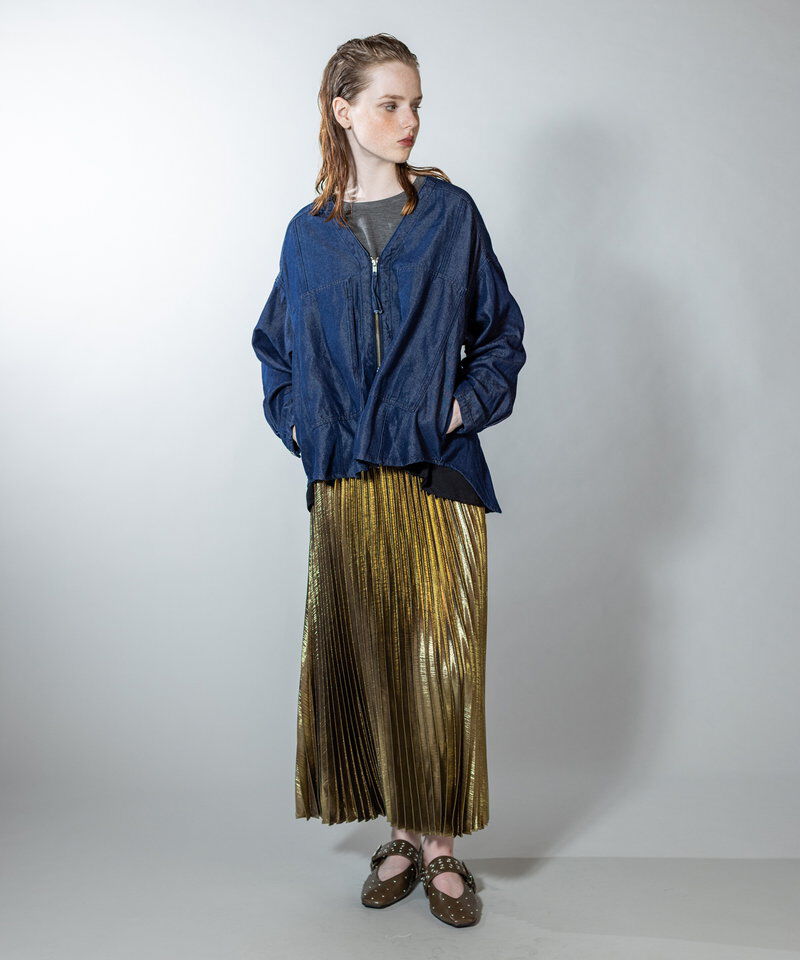  「フォイルコーティングプリーツスカート」|スカート|