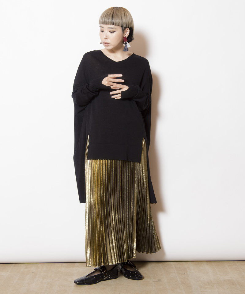  「フォイルコーティングプリーツスカート」|スカート|