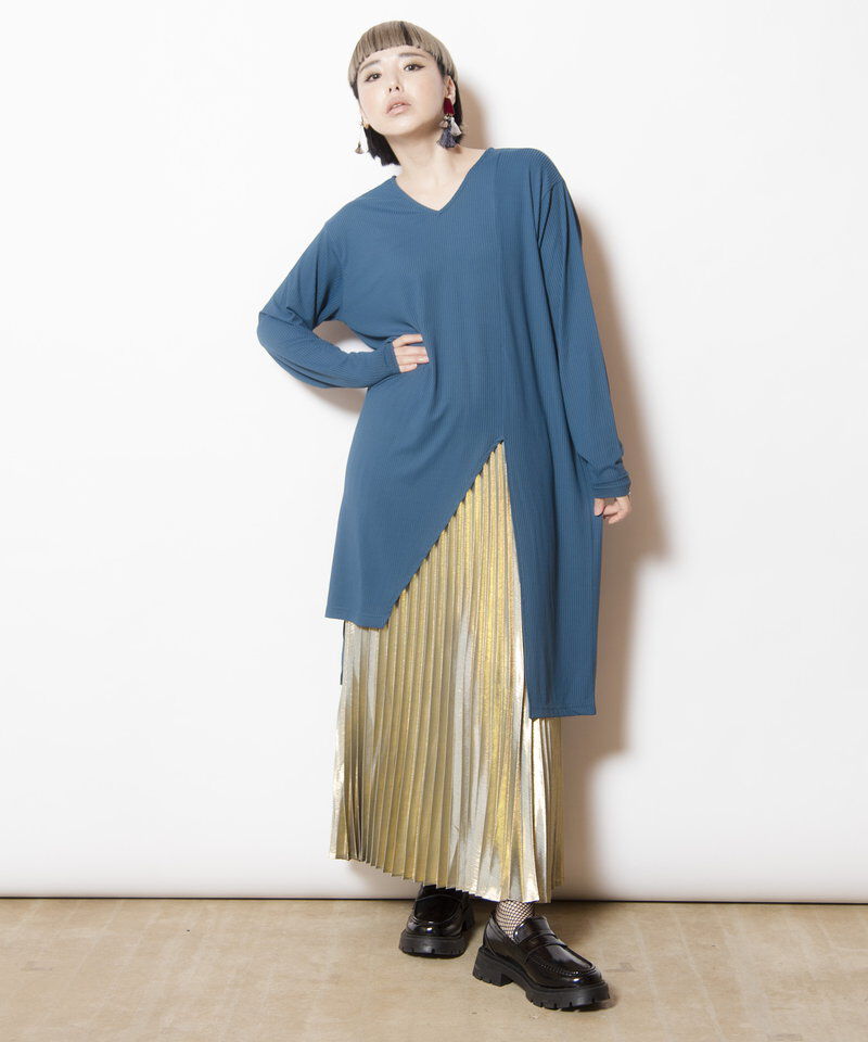  「フォイルコーティングプリーツスカート」|スカート|