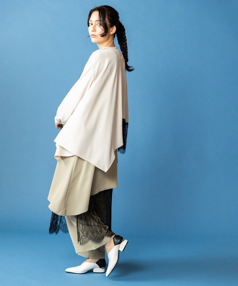  「アシンメトリーレース切替ブラウス」|シャツ・ブラウス|