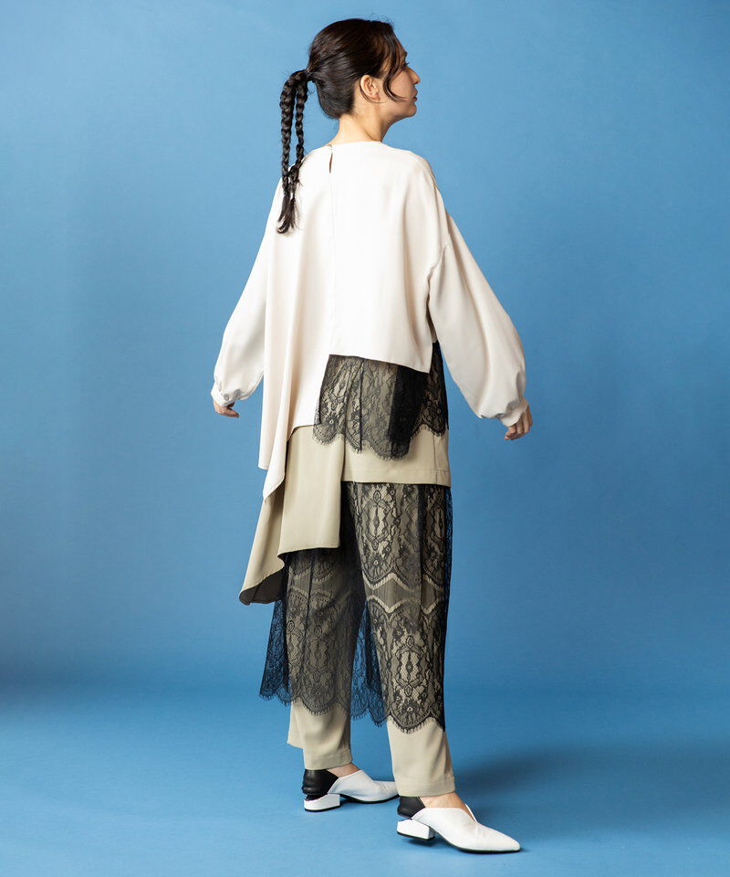  「アシンメトリーレース切替ブラウス」|シャツ・ブラウス|