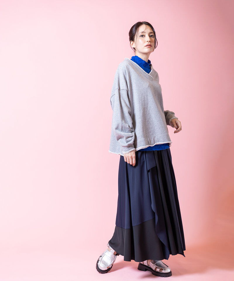  「配色切替フレアースカート」|スカート|