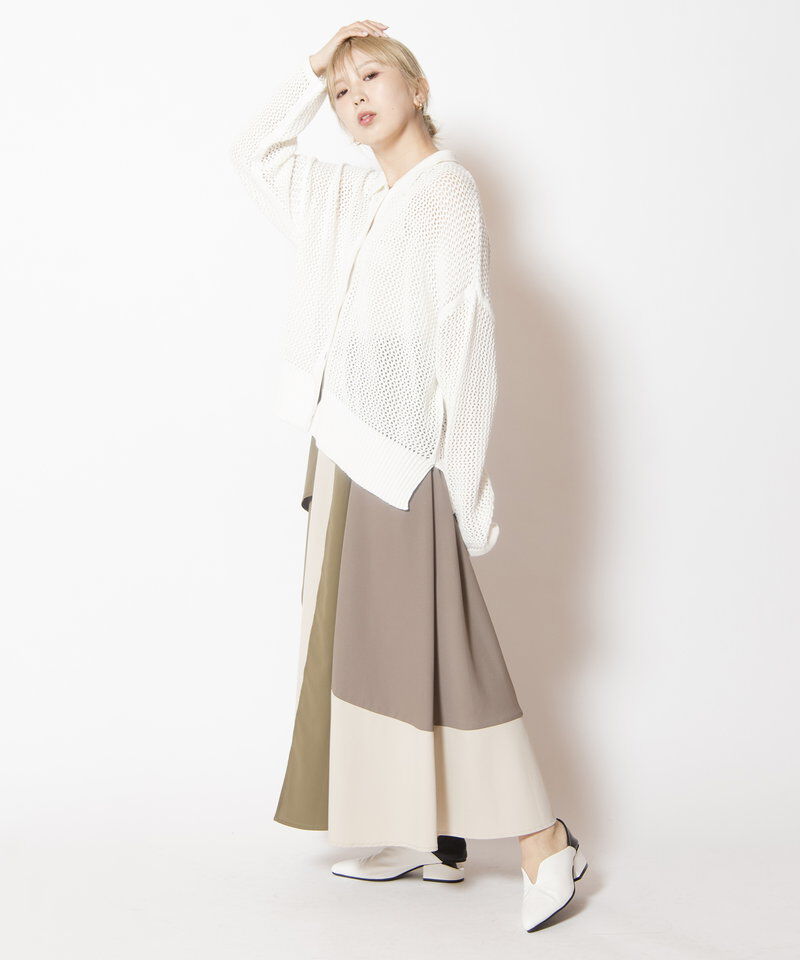  「配色切替フレアースカート」|スカート|