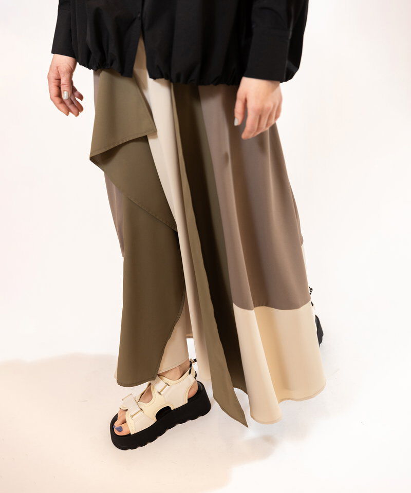  「配色切替フレアースカート」|スカート|