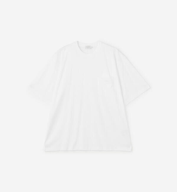 handvaerk「handvaerk | 60/2 クルーネックビッグポケットTシャツ SOLID MEN」|Tシャツ・カットソー|WHITE