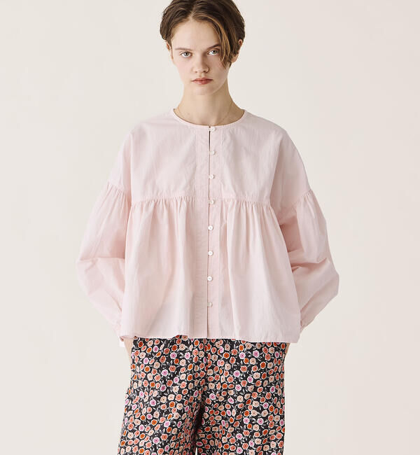 ORCIVAL「ORCIVAL | コットンポプリン ギャザー長袖シャツ WOMEN」|シャツ・ブラウス|PINK