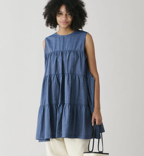 GYMPHLEX「Gymphlex | インディゴデニム ティアードチュニック WOMEN」|ワンピース|