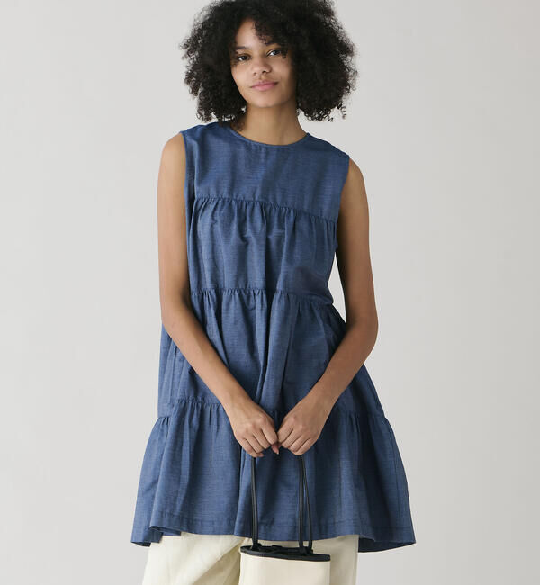 GYMPHLEX「Gymphlex | インディゴデニム ティアードチュニック WOMEN」|ワンピース|