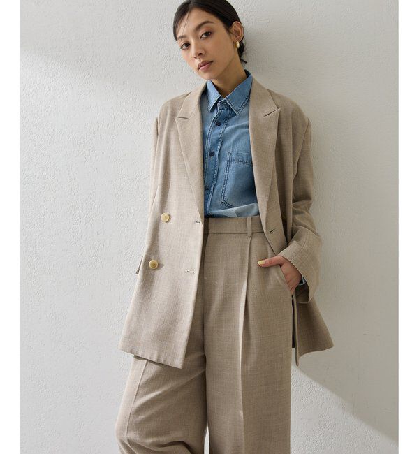  「リネンライクダブルテーラードジャケット」|テーラードジャケット|