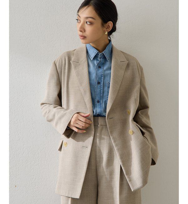  「リネンライクダブルテーラードジャケット」|テーラードジャケット|