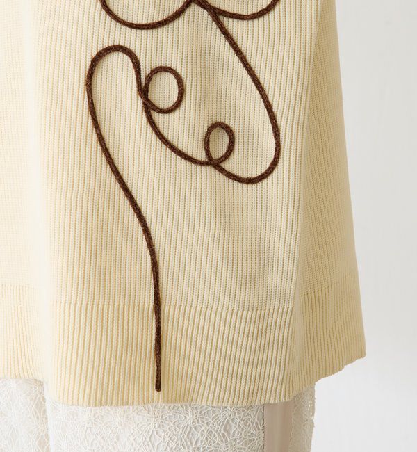  「コード刺繍深Vニット」|ニット・セーター|