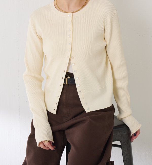  「ラインボタンコンパクトカーディガン」|ニット・セーター|