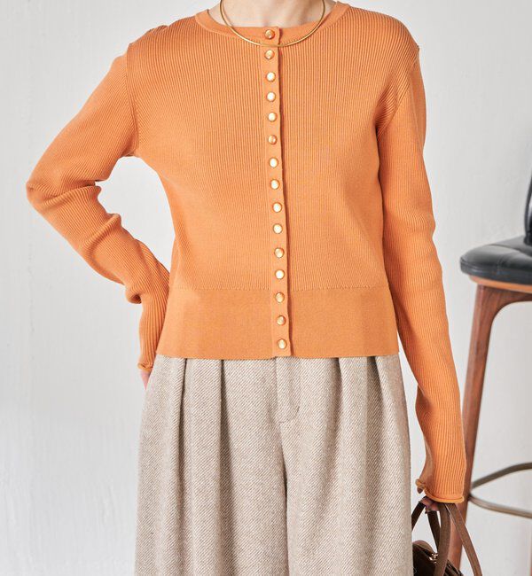 「ラインボタンコンパクトカーディガン」|ニット・セーター|