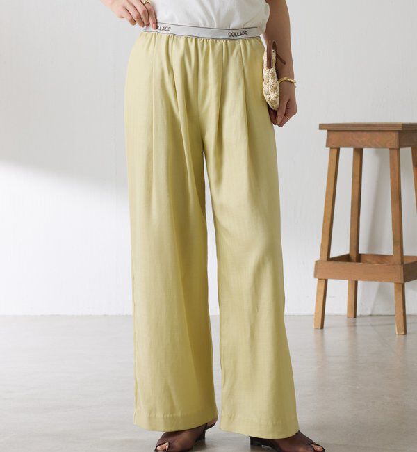  「【人気シリーズ】ゴムベルトリネンワイドパンツ」|チノ|