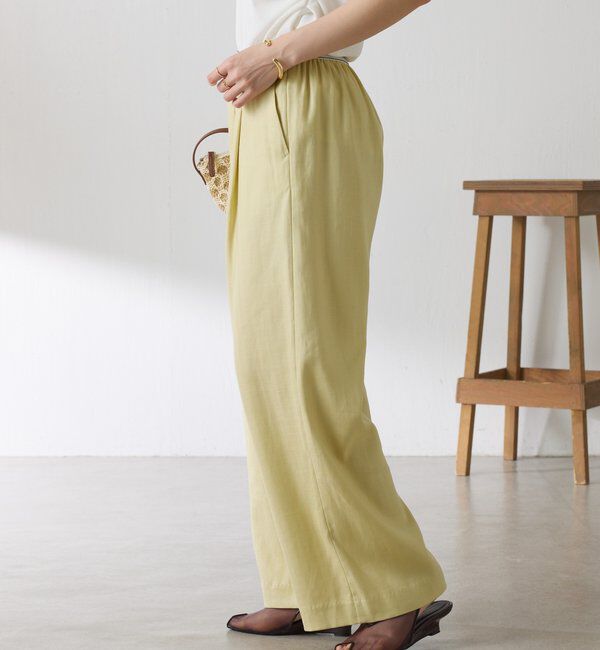  「【人気シリーズ】ゴムベルトリネンワイドパンツ」|チノ|