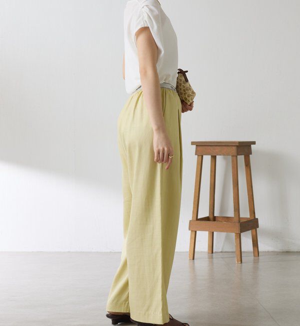  「【人気シリーズ】ゴムベルトリネンワイドパンツ」|チノ|