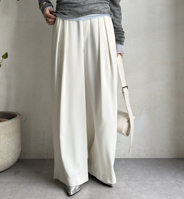  「【累計販売数3万枚突破/21色4サイズ展開！】タックワイドパンツ」|チノ|