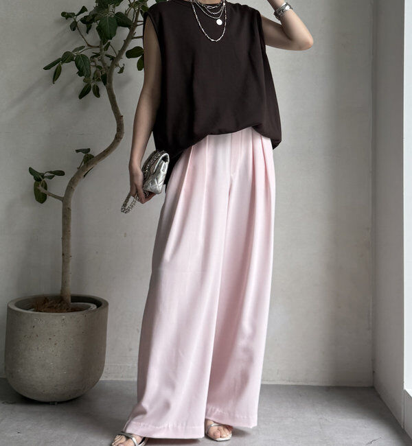  「【累計販売数3万枚突破/21色4サイズ展開！】タックワイドパンツ」|チノ|