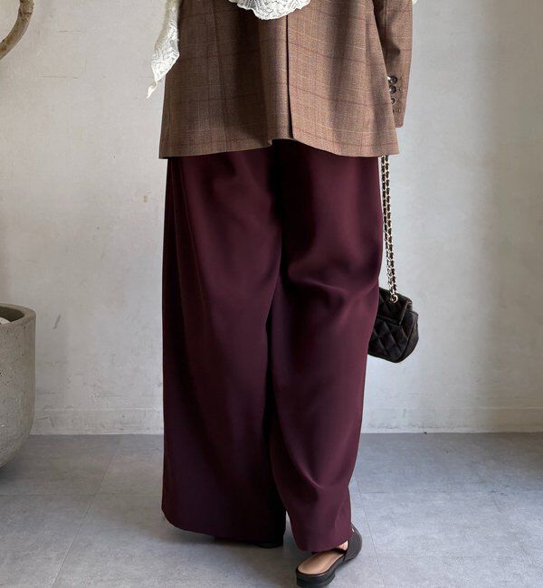  「【累計販売数3万枚突破/21色4サイズ展開！】タックワイドパンツ」|チノ|