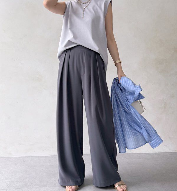  「【累計販売数3万枚突破/21色4サイズ展開！】タックワイドパンツ」|チノ|