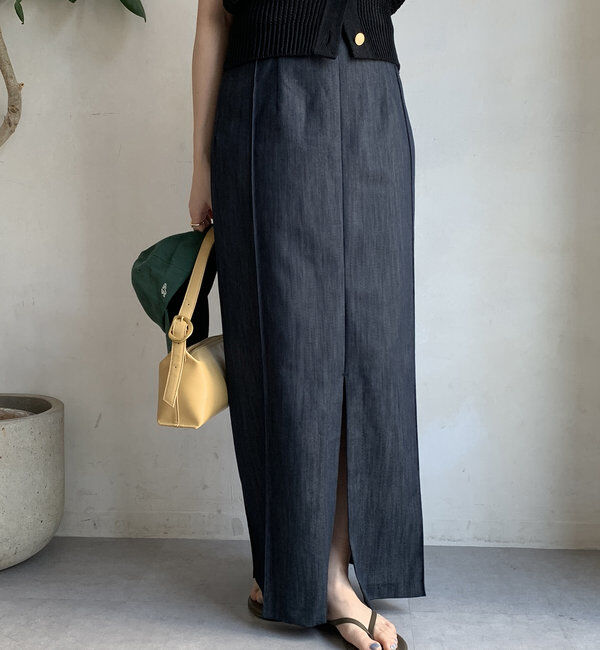  「【一部WEB限定カラー】リヨセルデニムボックスピンタックスカート」|スカート|