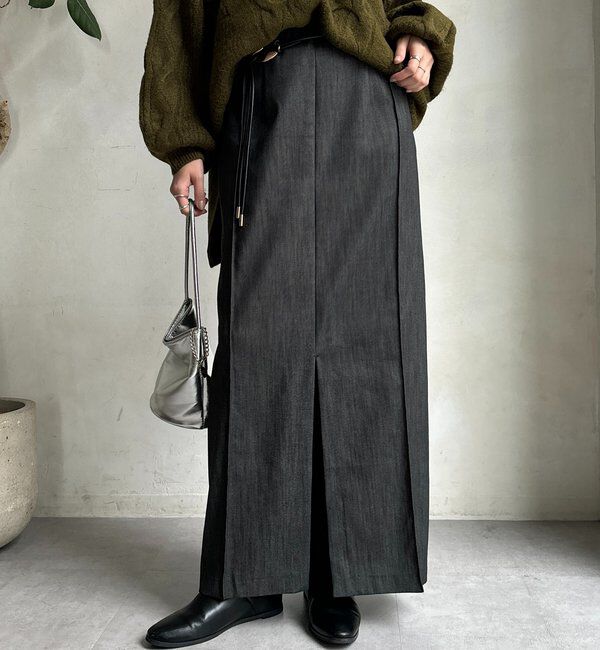  「【一部WEB限定カラー】リヨセルデニムボックスピンタックスカート」|スカート|