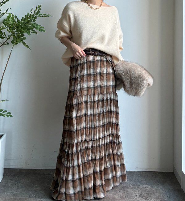  「チェックワッシャースカート」|スカート|
