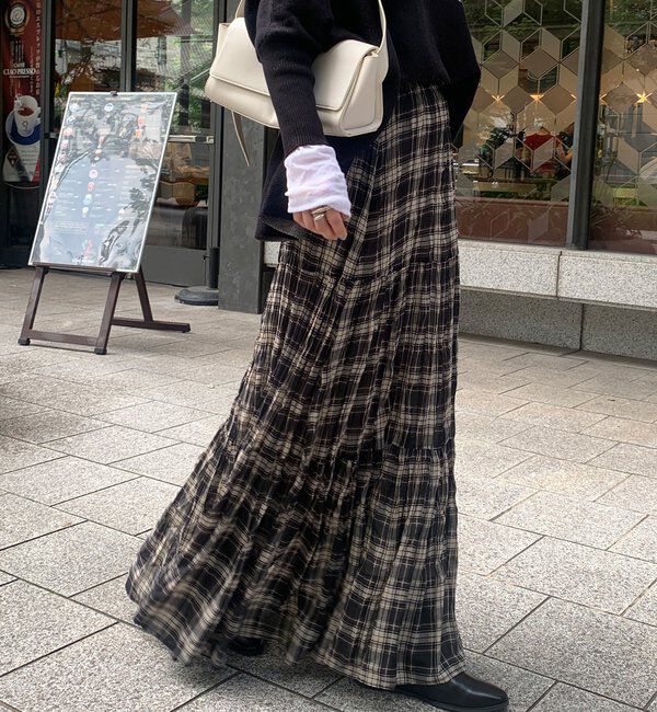  「チェックワッシャースカート」|スカート|