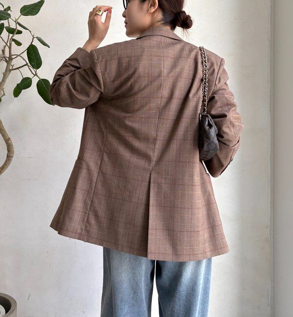  「肩パッドチェックダブルジャケット」|テーラードジャケット|