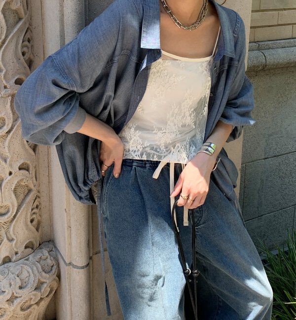  「袖リブシアーデニムドロストシャツ」|シャツ・ブラウス|