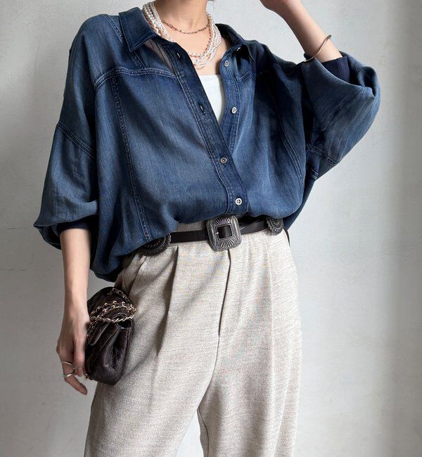  「袖リブシアーデニムドロストシャツ」|シャツ・ブラウス|