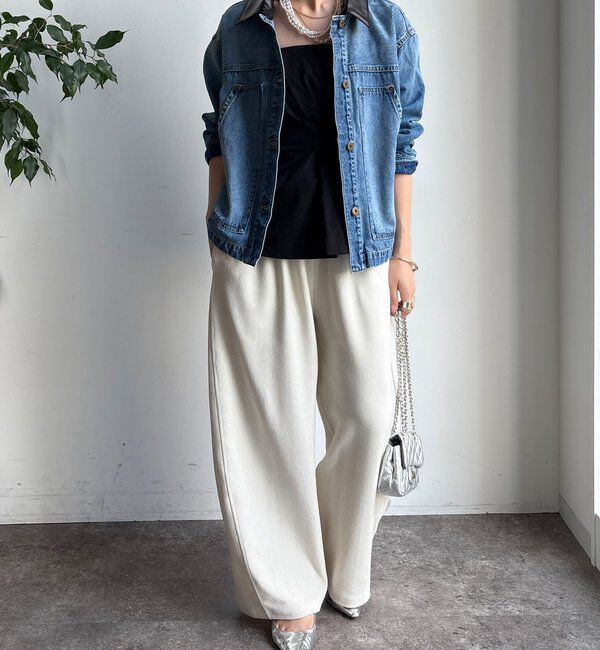  「【襟の取り外しが可能！】レザーカラーデニムジャケット」|ブルゾン・スタジャン|