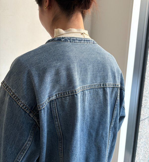  「【襟の取り外しが可能！】レザーカラーデニムジャケット」|ブルゾン・スタジャン|