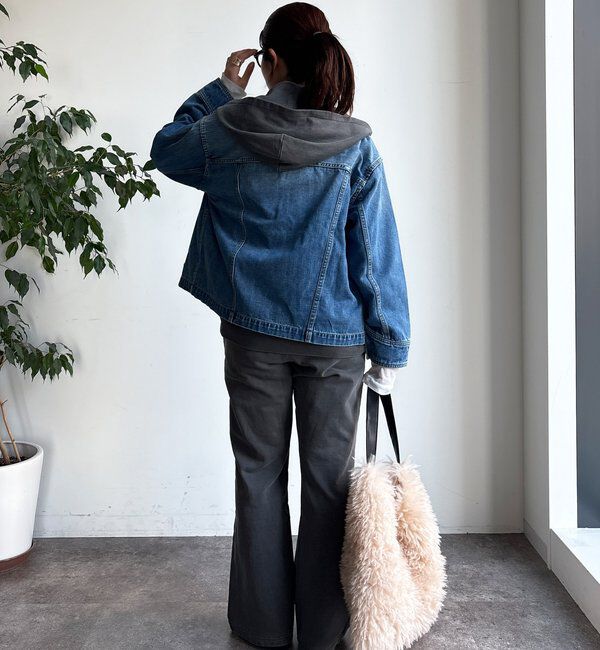  「【襟の取り外しが可能！】レザーカラーデニムジャケット」|ブルゾン・スタジャン|