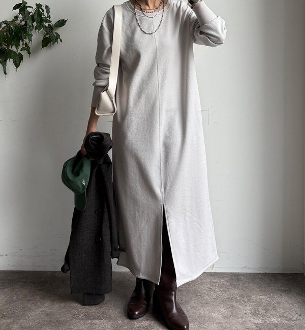  「ブークレーダンボールロングスリーブワンピース」|ワンピース|ライトベージュ