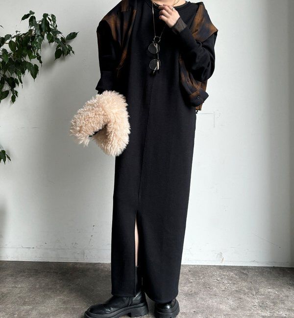  「ブークレーダンボールロングスリーブワンピース」|ワンピース|