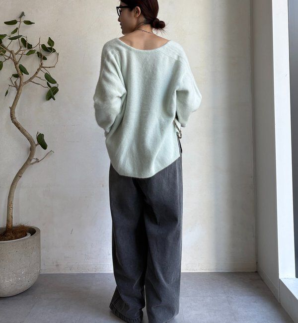  「ファーウール深Vプルオーバー」|ニット・セーター|