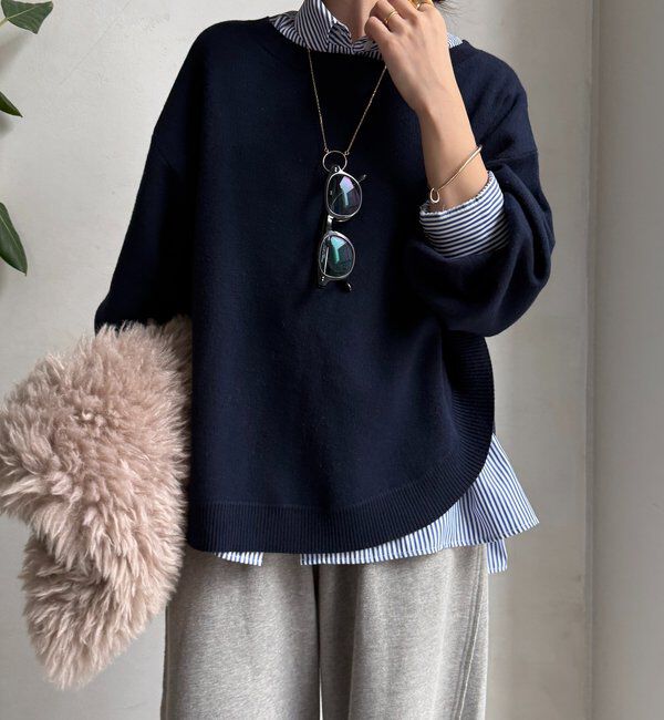  「アシメラウンドニットプルオーバー」|ニット・セーター|