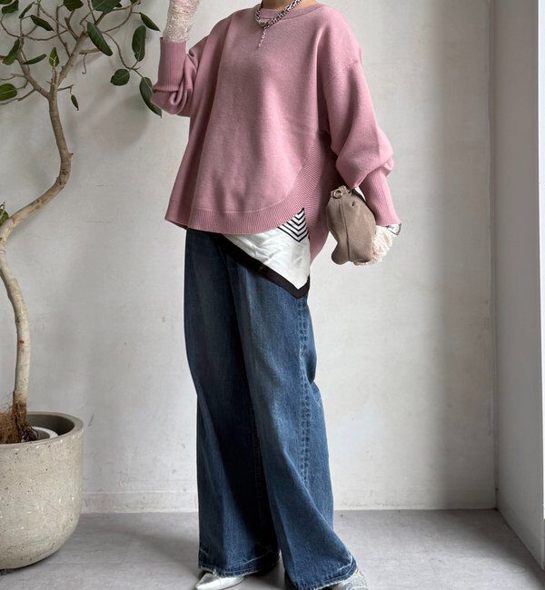  「アシメラウンドニットプルオーバー」|ニット・セーター|