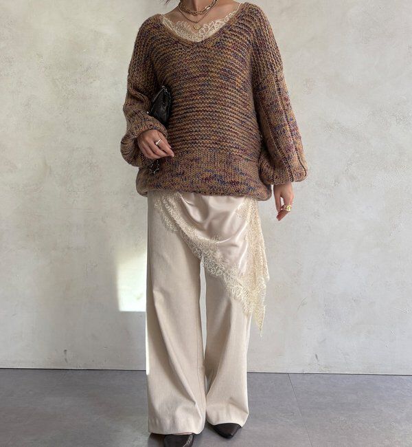  「MIXヤーンVネックプルオーバー」|ニット・セーター|