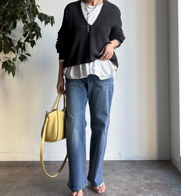  「裾異素材切替フリルカットソー」|Tシャツ・カットソー|