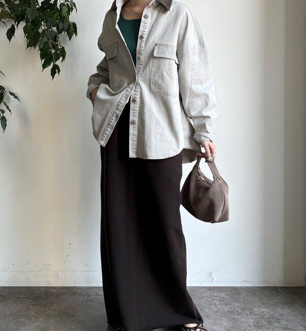  「フェイクレザー衿シャツジャケット」|ブルゾン・スタジャン|