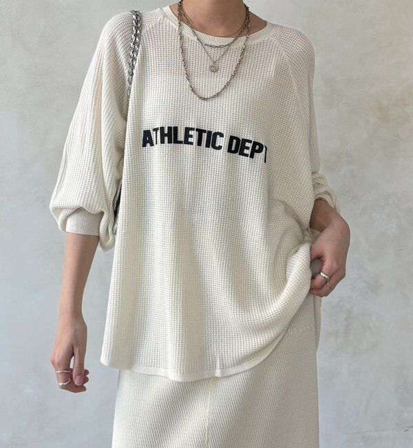  「【セットアップ可能】ワッフル編みロゴプリントニット」|ニット・セーター|