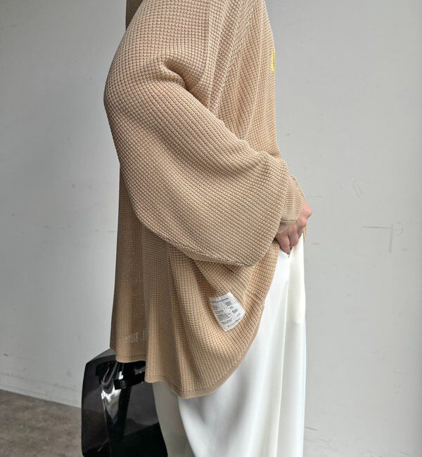  「【セットアップ可能】ワッフル編みロゴプリントニット」|ニット・セーター|ベージュ