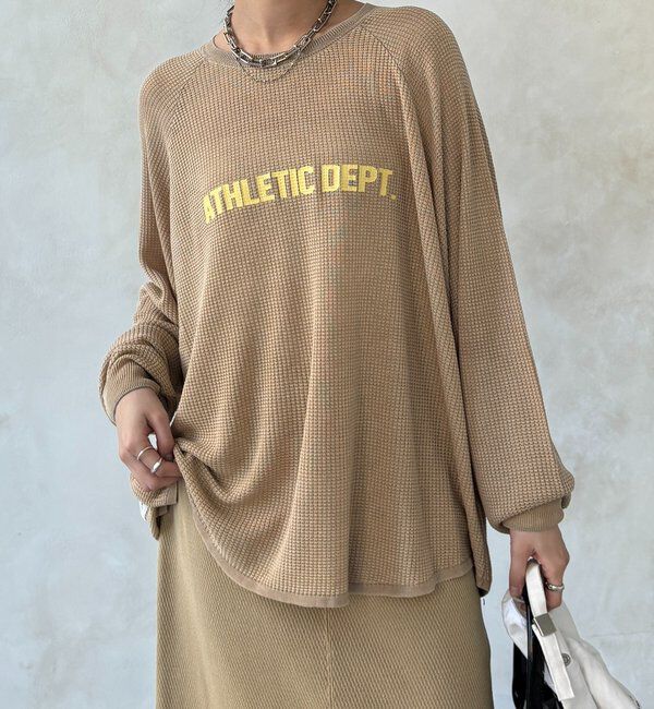  「【セットアップ可能】ワッフル編みロゴプリントニット」|ニット・セーター|