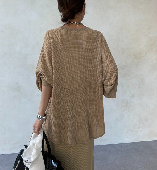  「【セットアップ可能】ワッフル編みロゴプリントニット」|ニット・セーター|