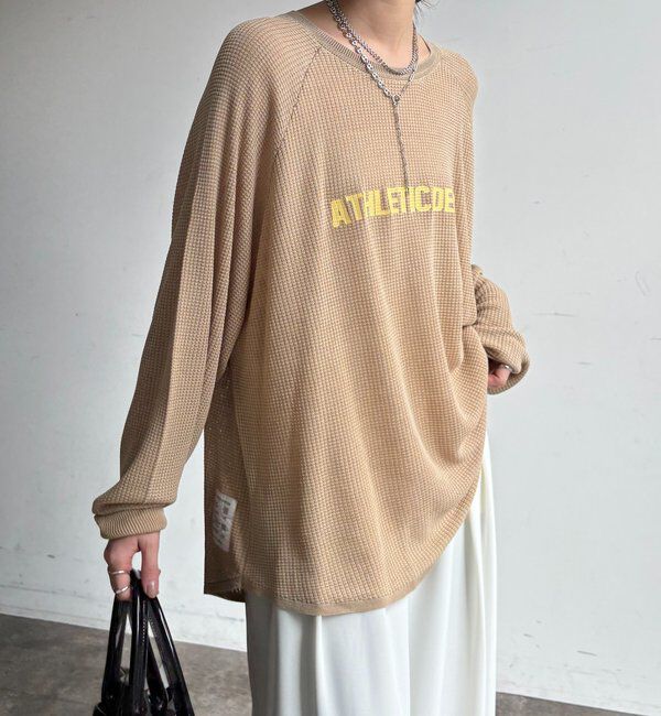  「【セットアップ可能】ワッフル編みロゴプリントニット」|ニット・セーター|