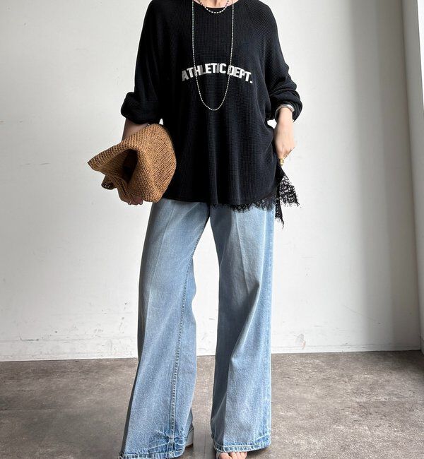  「【セットアップ可能】ワッフル編みロゴプリントニット」|ニット・セーター|